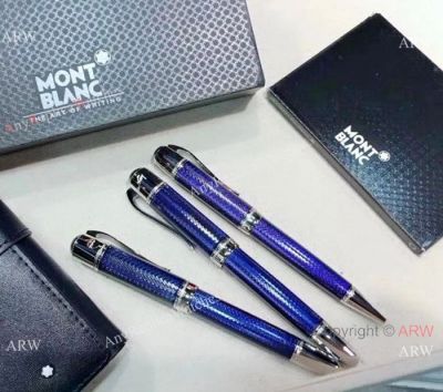 Copy Montblanc Jules Verne Rollerball/Fountain/Ballpoint Blue Pens with Box